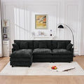 KEIKI 101.9 Modular Sectional Sofa with Movable Ottoman 3 Seat Modern Sofa Set L-Shape Sectional Couches for Living Room Apartment Black
