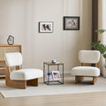 GDFStudio Upholstered Armless Accent Chairs Set of 2 Modern Side Chair Minimalist Leisure Chair with Backrest Beige Cusion for Living Room Bedroom Reading Room Natural Slid Wood Base