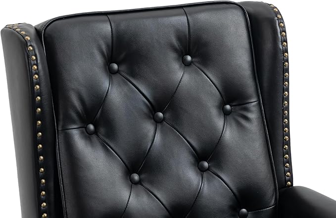 Modern Living Room Armchair Mid Century Accent Chair with Rolled Arms and Tufted BackUpholstered PU Leather Sofa Leisure Chair for Living Room/Bedroom/Office/Club