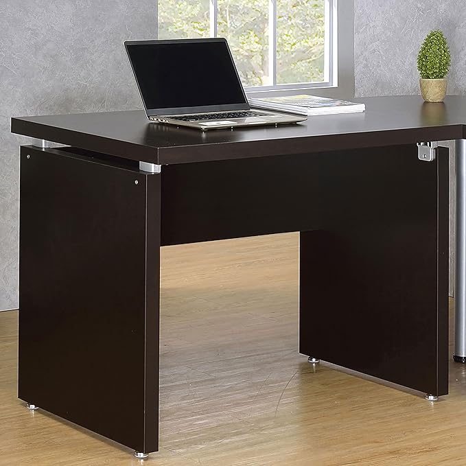 BOWERY HILL Writing Desk 39.25 in Wide Cappuccino Finish Contemporary Style with Floating Top and Keyboard Drawer Home Office Desk for Work or Study