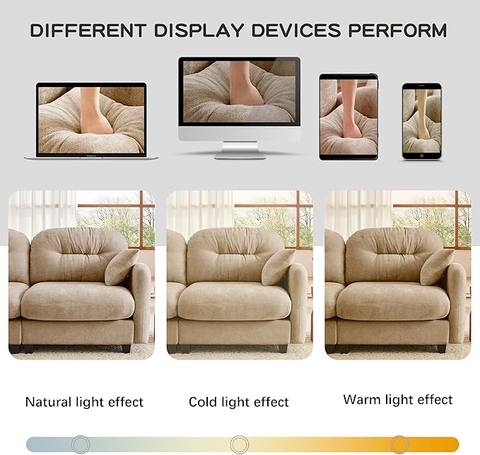 74 L-Shaped 2-Seater Sectional Sofa with Ottoman - Chaise Lounge Couch Plush Double-Tone Chenille &amp Ergonomic Support for Apartment LivingCamel