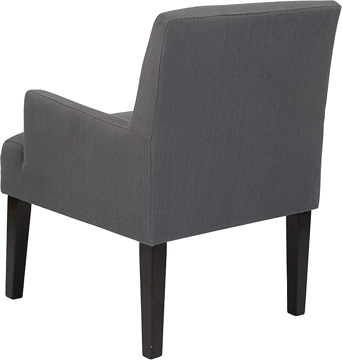 OSP Home Furnishings Main Street Upholstered Guest Chair with Espresso Finish Accents Woven Charcoal Fabric