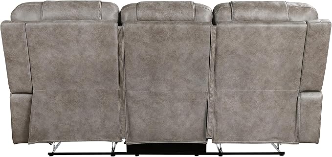 Lexicon Reclining Sofa for Living Room Double Recliner RV Couch Manual Wall Hugger Recliner Home Theater Seating Microfiber Reclining Couch 87''W Sofa Grayish Brown