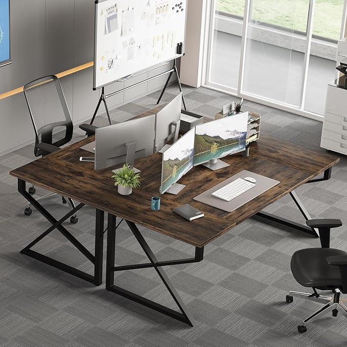 70.9-Inch Executive Desk Heavy Duty Industrial Home Office Desk with Easy Assembly Modern Large Computer Desk for Home Office Study &amp Apartments 500 lbs Capacity