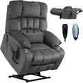 Oversized Power Lift Recliner Chair for Adult Elderly Dual Motor Lay Flat Electric Recliner with Massage &amp Heat 25.5 Wide Seat Big Tall Recliners for Living Room Bedroom Grey