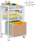 Rolling File Cart with 3 Storage Drawers Under Desk Filing Cabinet with DIY Divider Hanging File Folder Organizer on Wheels Fits A4/Letter Size Metal Utility Cart for Home Office White