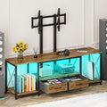 GYIIYUO LED TV Stand with Mount and Power Outlet &amp Fabric Drawers for 32-85 Inches TV - Entertainment Center and Corner Tv Stand for Living Room Bedroom- 47 Rustic Brown (Max VESA 600mm × 400mm