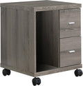 Monarch Specialties I Reclaimed-Look 2 Drawer Computer Stand/Castor Dark Taupe