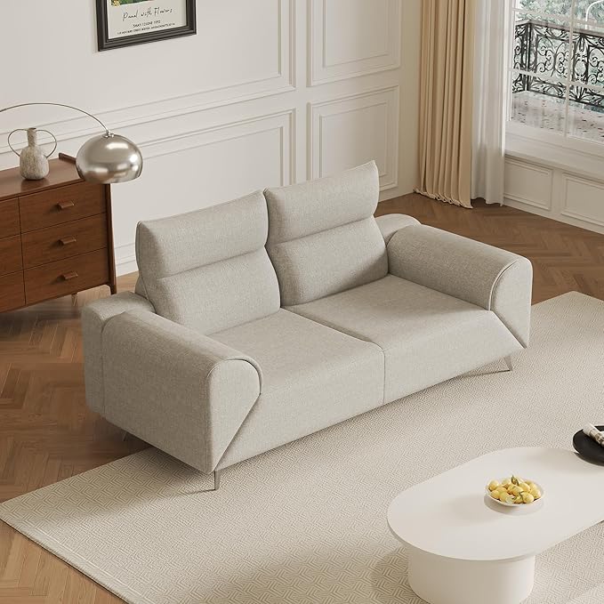 3-Seater Sofa BedSwivel Arm Sleeper couches with 180° Rotation6-Position Headrest Living RoomBedroom Convertible Recliner Sofa Bed (Beige)
