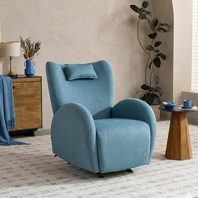 EONIX Stylish Power Glider Rocker Recliner Chair Dual Motor Independently Controlled Footrest and Backrest Detachable Headrest Lazy Boy Recliner Chair for Living Room SXXY010041 Teal Blue