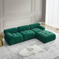 Modular Sectional Sofa with Reversible OttomanL Shaped Couch with Button Tufted Designed and Free CombinationEasy to Installfor Living ApartmentOfficeGreen