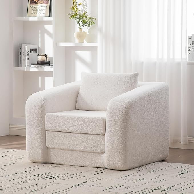 KEIKI 40 Foldable Single Sofa Bed with Armrest &amp Backrest Convertible Chenille Cloud Mattress Chair for Small Apartments Bedroom Reading Nook Dorm Relaxation &amp Guest Sleep Solutions