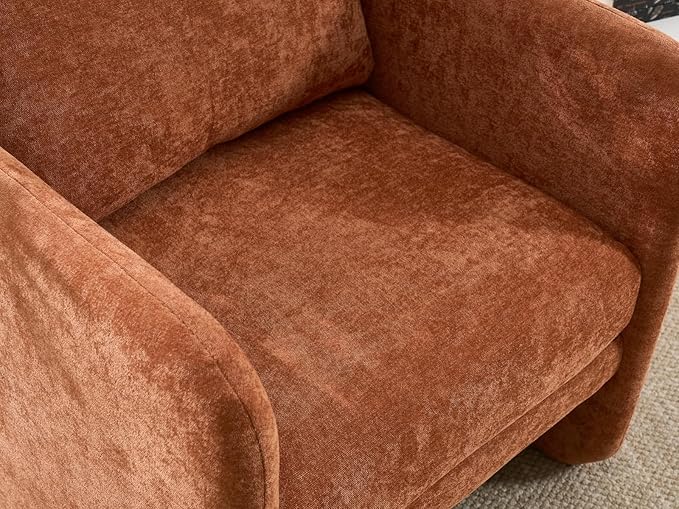 Modern Barrel Accent Chair Mid-Century Beige Chenille Fabric Armchair for Living Room Comfy Upholstered Reading Accent Chairs Single Sofa Chair for Bedroom Waiting Room Office1 PCS Orange