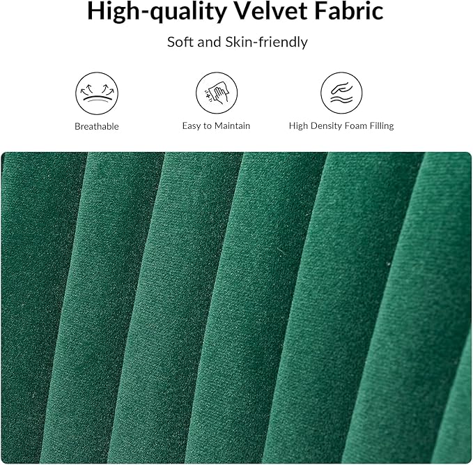 Tina's Home Velvet Armless Accent Chair Upholstered Modern Small Side Chair with Golden Legs Comfy Cute Wingback Slipper Chair for Living Room Study Beauty Room Thickly Padded(Green)