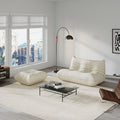 Comfy Lazy Floor Sofa CouchSoft Armless ChairFaux Leather Lounge ChairCorner Relax Sofa Couch for Living Room BedroomSalon OfficeAdults(Cream White)