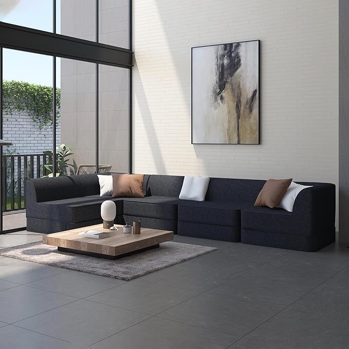Daneey Modular Sectional Sofa L Shaped Sectional Couch Sofa Small Sectional Sofa Black Sectional Couches for Small Living Room Apartment Small Spaces