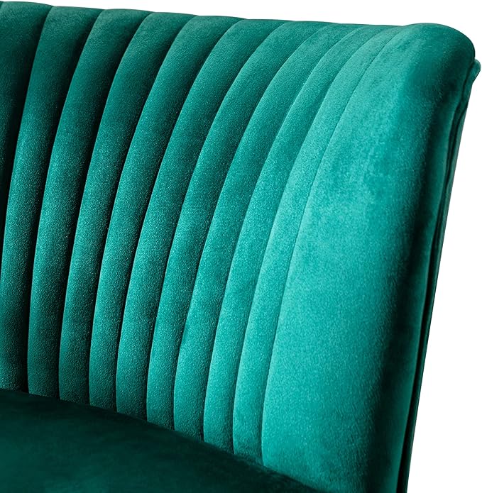 WO Indoor Furniture 22 Wide Tufted Velvet Accent Chair with Gold Metal Leg Rust and Scratch Resistant Premium Quality Seat for Your Den Living Room Bedroom Home (Green)