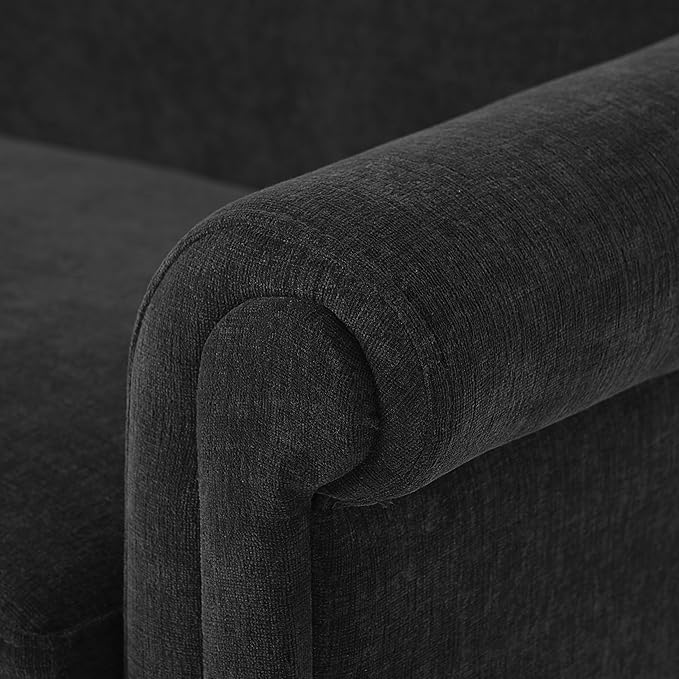 Christopher Knight Home Sola 77.5'' Modern Chenille Upholstered Loveseat Sofa with Rolled Armrest and Rubberwood Frame 2-Seater Home Sofa Living Room Comfy Couch for Hotel/Apartment Dark Grey