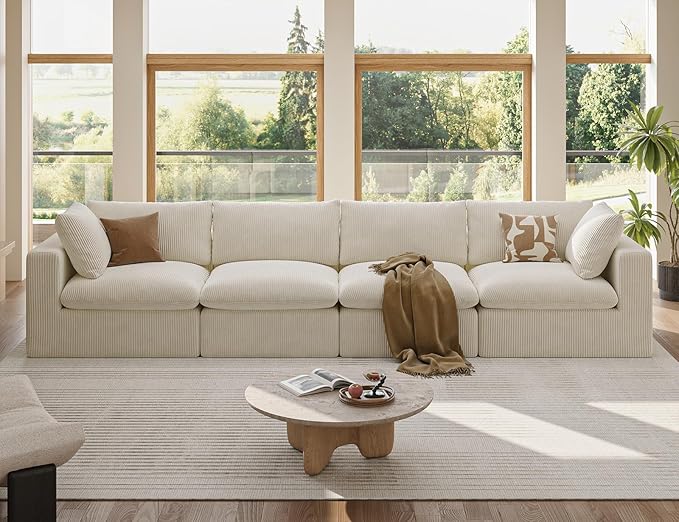 106“ Cloud Sectional Couches Sofa for Living Room Modern 4 Seats Couch Convertible L Shape Sofa No Assembly Needed