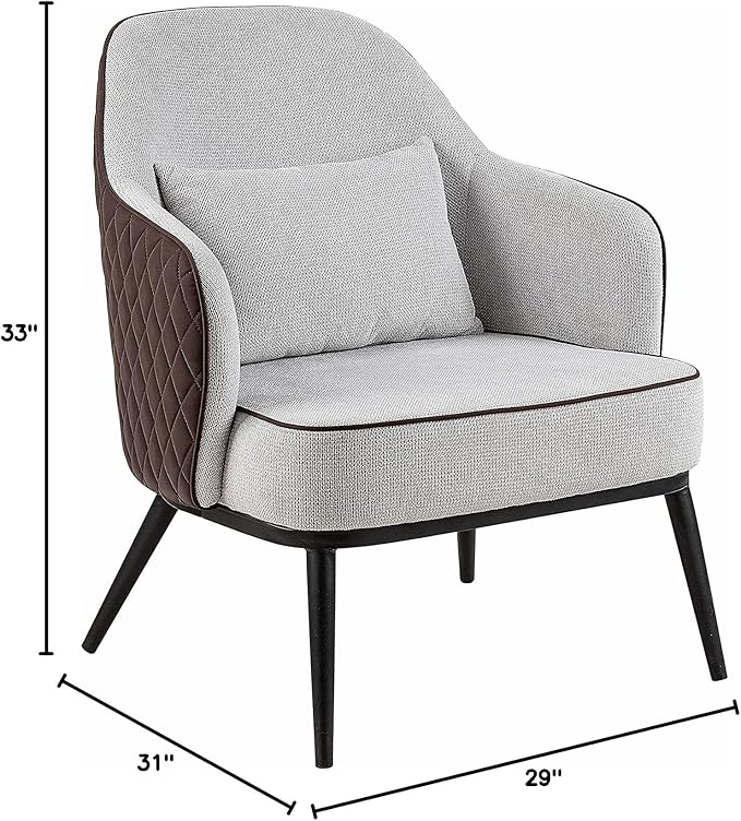 Furniture of America Dania Mid-Century Modern Tufted Faux Leather Accent Chair for Living Room Bedroom Home Office Gray
