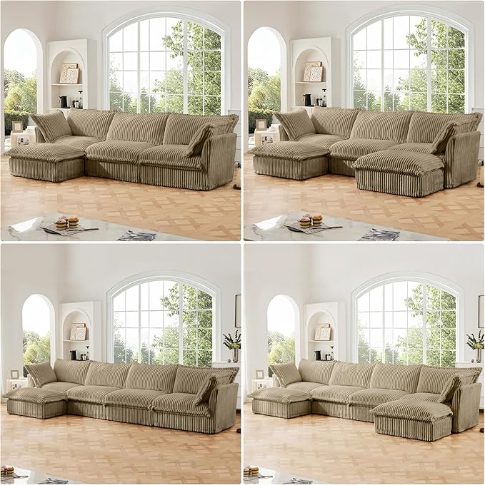 Modern Single Sofa Chair Set of 2 49 Slipcovered Armchairs Oversized Upholstered Accent Chairs Comfy Cloud Deep Seat Sofa with 2 Throw Pillows for Living Room Apartment Corduroy Camel