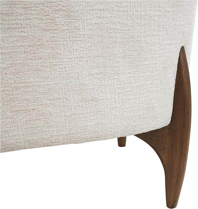 Deco 79 Polyester Living Room Accent Chair Rounded Boucle Side Chair with Brown Wooden Legs and Matching Pillow Corner Chair 32 x 32 x 31 White