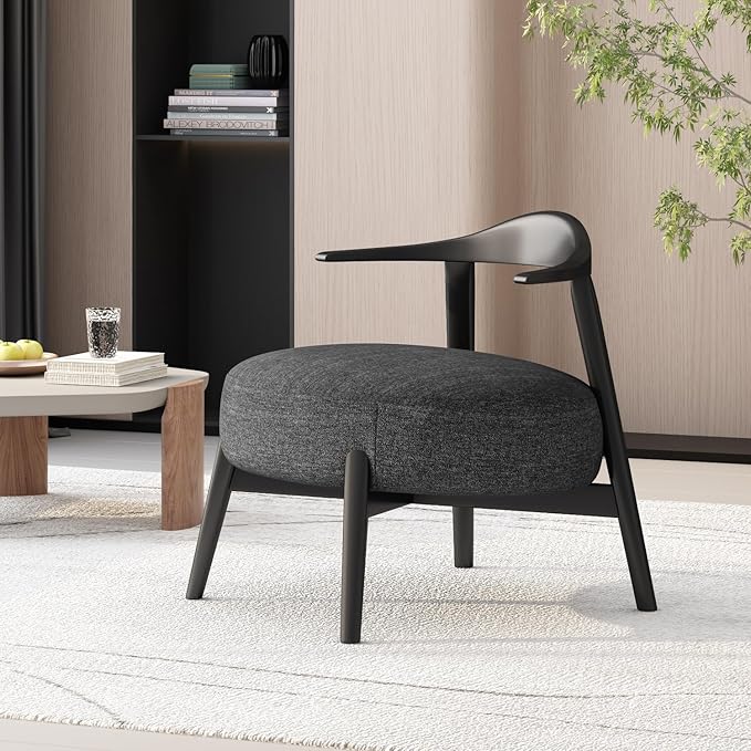 Cozy Black Fabric Accent Chair for Living Room Bedroom or Study
