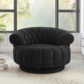 Swivel Accent Barrel Round Chair Comfy Chenille Reading Sofa Chair for Living Room Bedroom (Black)