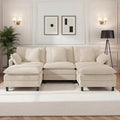 110 U-Shaped Modular Sectional Couch Modern Cloud Couch with Ottoman 5-Seat Chenille Sofa with Pillows Deep Seat Comfy Couch for Living Room Bedroom Beige