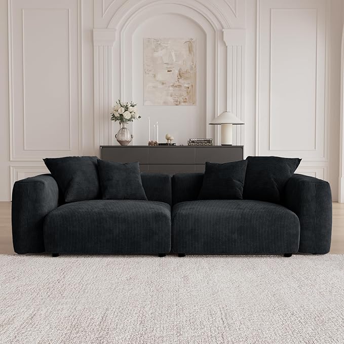 Sectional Couches for Living Room102inch Cloud Couch Modular Sectional SofaModern Corduroy Couch Love SeatCushion Covers Removable&amp Washable (Black)