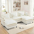 113 Chenille Modular Sectional Sofa Convertible L Shaped Modular Sofa Comfy Cloud Couch with Ottoman Side Pockets and 5 Throw Pillows for Living Room (White 113 - 5 Seats)