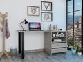 Light Gray 2-Drawer 2-Shelf Writing Desk - Home Office Desk &amp Storage Combo - Versatile Display &amp Organization