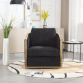 360 Degree Swivel Barrel Club Chair Comfortable Accent Sofa Chair for Living Room Leisure Armchair with Sturdy Hardwood Frame and Metal Base for Nursery Hotel Bedroom Office Lounge (Black)
