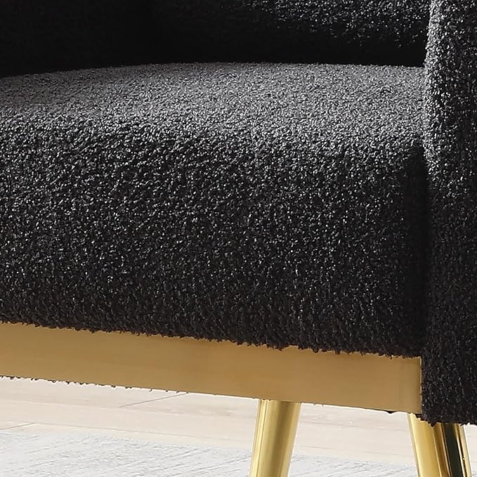 Modern Chair Lounge Chair Armchair Accent Living Room Chair with Tapered Metal Legs and Waist Pillow LoungeTeddy Fabric Gray