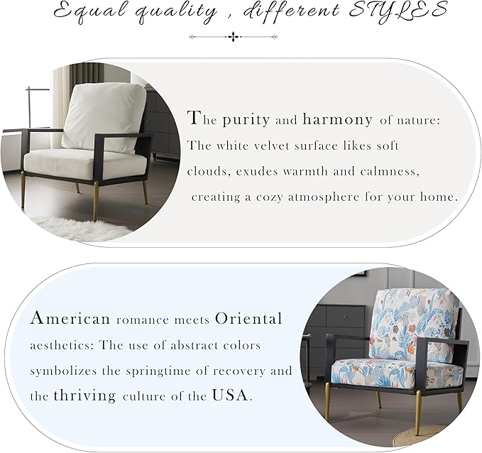 Modern Low Back White Upholstered Accent Armchair with Gold Metal Legs &amp Rubberwood Frame Chic Wide Armrest Minimalist Lounge Chair with Pillow Back Single Sofa Chair for Living Room&ampBalcony