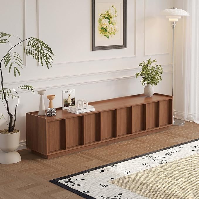 TV Stand 78.74 Mid Century Modern TV Console with Storage Cabinet Television Stand with Shelf for Living Room Bedroom Wood Entertainment Center for 75 inch TVs