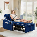 Convertible Sleeper Chair Sofa Bed3 in 1 Velvet Tufted Pull Out Couch with Phone Holder &amp USB PortsFuton Small Couch Bed with Cup Holders &amp Adjustable Backrest for Living RoomSmall Place(Bl