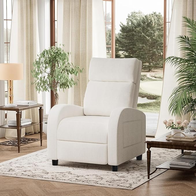 Homall Recliner Chair Recliner Sofa for Adults Recliners Home Theater Seating with Lumbar Support Reclining Sofa Chair for Living Room (Fabric Beige)