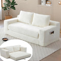 73 Cloud Loveseat Sofa Bed Beige - Boneless 2-Seater Couch No Assembly Convertible Folding 2-in-1 Design Small Space Corduroy Memory Foam Floor Lounge Couch for Bedroom Living Room (Beige)