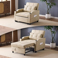 VINGLI Beige Sleeper Chair Bed 3-in-1 Convertible Futon Sofa Bed Pull Out Couch Bed Adjustable Recliner Chair with USB Ports Cup Holders Side Pockets for Living Room Bedroom Small Spaces