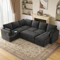 ONBRILL 105 Modular Sectional Sleeper Sofa with Pull Out Bed6 Seat Sectional Sleeper Sofa with Storage ChaiseUSB PortsModern U-Shaped Couches for Living RoomTool-Free AssemblyChenilleBlack