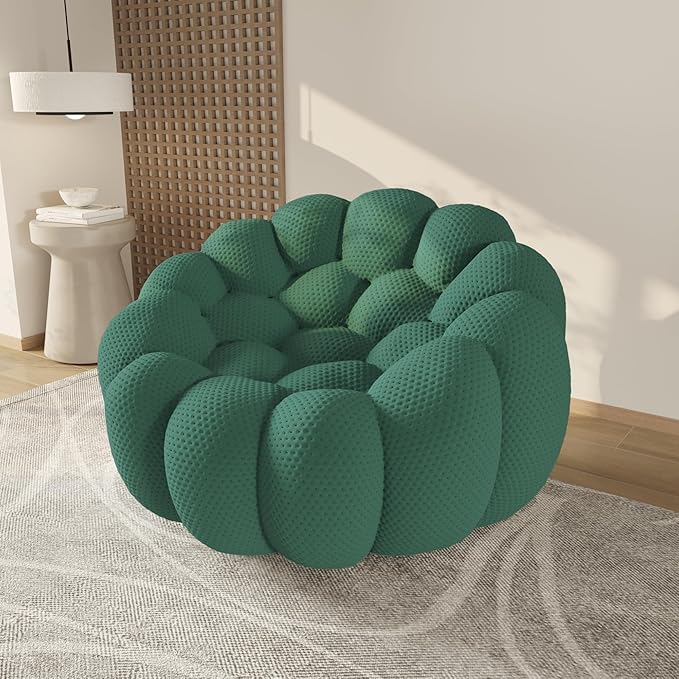 WJShome Modern Bubble Sofa Couch 48.43 Curved Sofas for Living Room Boneless Large Bean Bag ChairDeep Seat Single Couch Floor Sofas Chair Lounge for HomeGreen