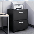 2 Drawer Small File Cabinet with Lock Under Desk Storage Organizer Metal Filing Cabinets for Home Office Mobile Pedestal Locking DrawersBlack