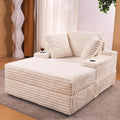 Garvee Oversized Chaise Lounge Chair Indoor with Storage Ottoman Upholstered Corduroy Sofa Bed Cloud Couch with 3 Pillows Single Sleeper Sofa Chair for Living Room Bedroom