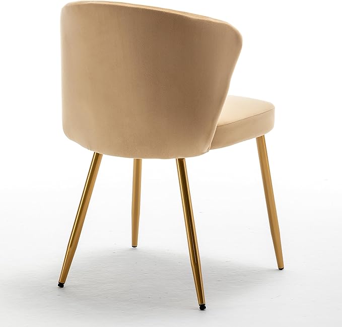 Modern Velvet Accent Chair for Living Room Bedroom Entryway or Small Spaces with Channel-Tufted Design Comfortable and Trendy Armless Seat Light Brown
