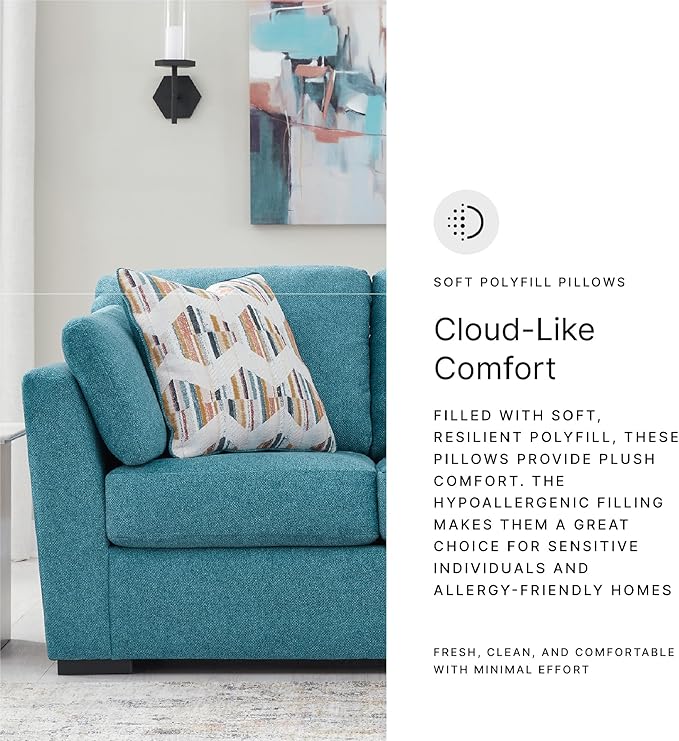 Signature Design by Ashley Keerwick Scandinavian Loveseat with 4 Toss Pillows Blue
