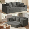 Convertible Sofa Bed 5 in 1 Small Boneless Couch Pull Out Loveseat Sleeper SofaCorduroy Futon Couch Folding Mattress with 4 Pillows for Living Room Bedroom Lounge (No Assembly)