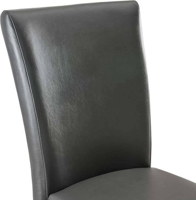 MODERION Set of 2 Dinning Chairs with Solid Wood Leg Upholstered Kitchen Chairs with Leather PU Skin Accent Chairs with High Back Simple Office ChairsHolds 300 LbsEasy Assembly Grey CY1331GY