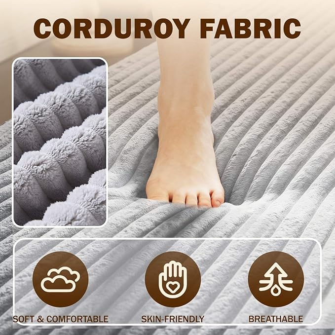 Modern 2-in-1 Convertible Sofa Bed 78 Full Size Corduroy Floor Sofa with 2 Pillows Folding Mattress Sleeper for Living Room &amp Guest Room No Assembly Required