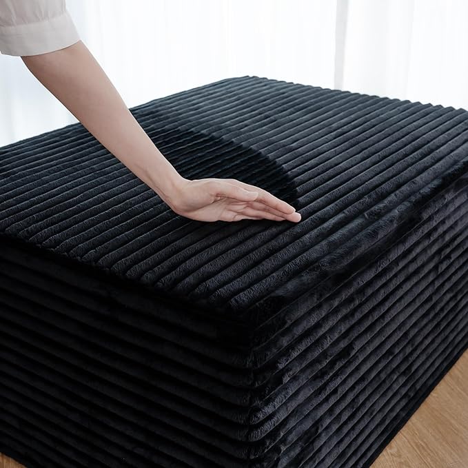 37.4 Plush Corduroy Ottoman Upholstered Cloud Ottoman for Boneless Couch in a Box Modular Sectional Couches for Living Room Compressed Memory Foam No Assembly Require Black